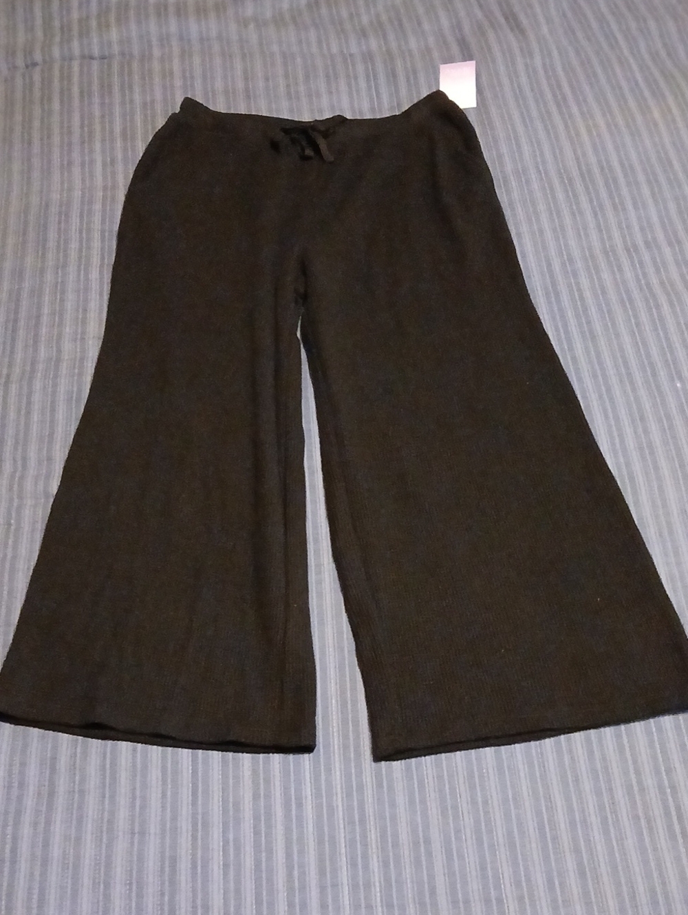 Stars Above Black Ribbed Wide Leg Pajama Crop Pants NWT S